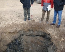 Crater formed from the implementation of the dynamic compaction technique at a Municipal Solid Waste landfill (Zekkos et al. 2013)